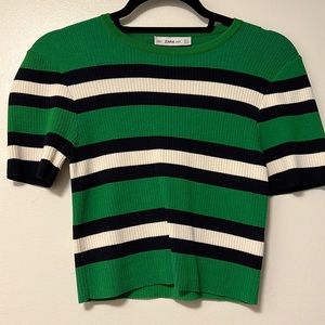 Zara Striped Knit Top - semi cropped